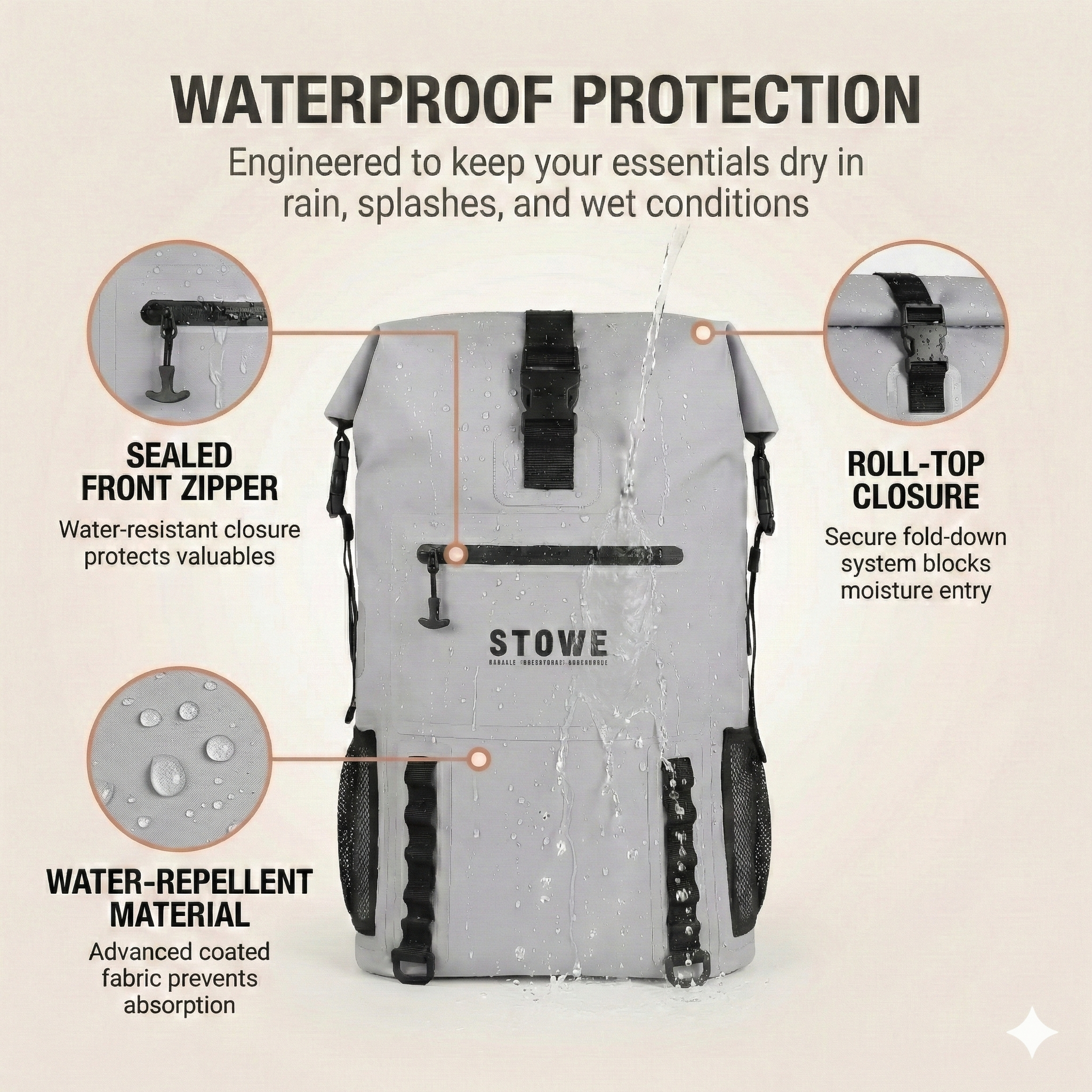 STOWE Waterproof Expandable Dry Travel Bag (Grey)