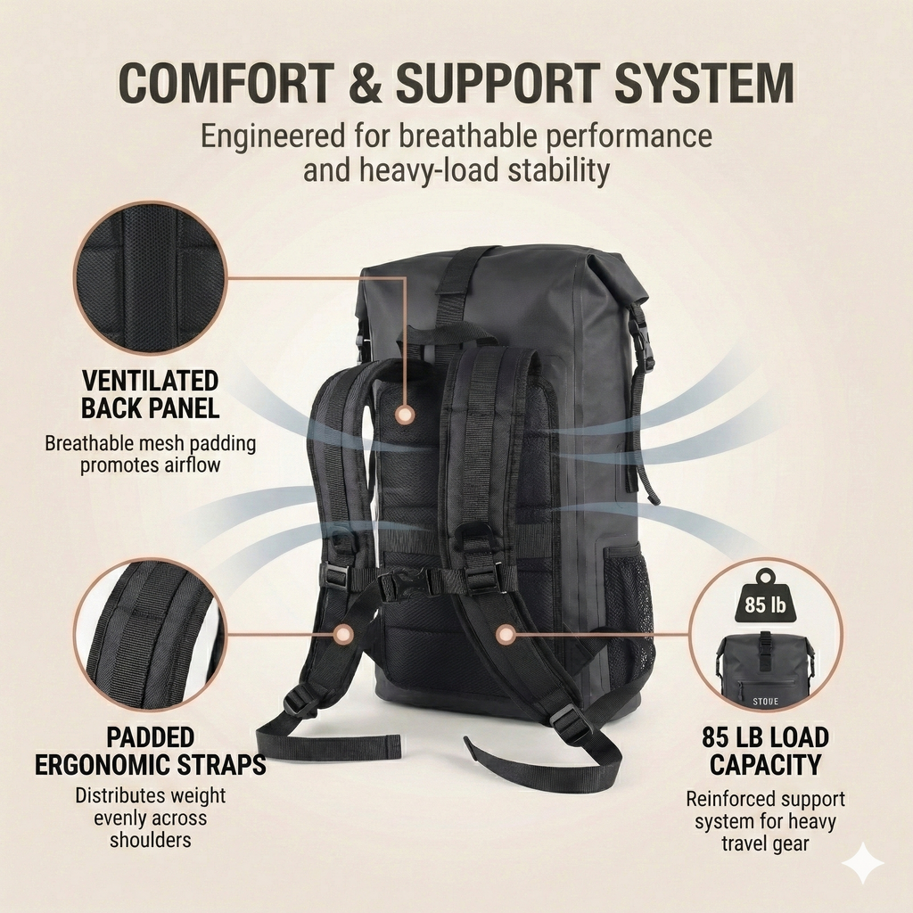 STOWE Waterproof Expandable Dry Travel Bag (Black)