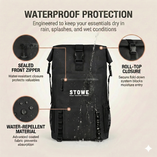 STOWE Waterproof Expandable Dry Travel Bag (Black)